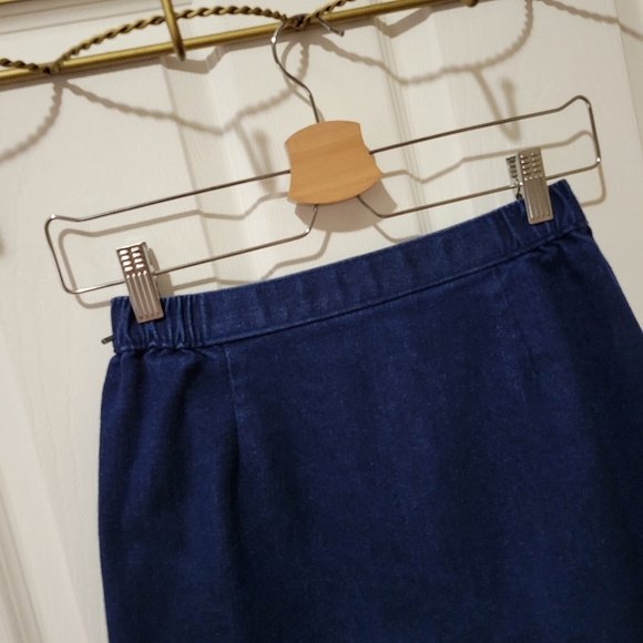 Vintage 80s 90s knee length dark wash high waist denim pencil skirt small - Picture 8 of 11